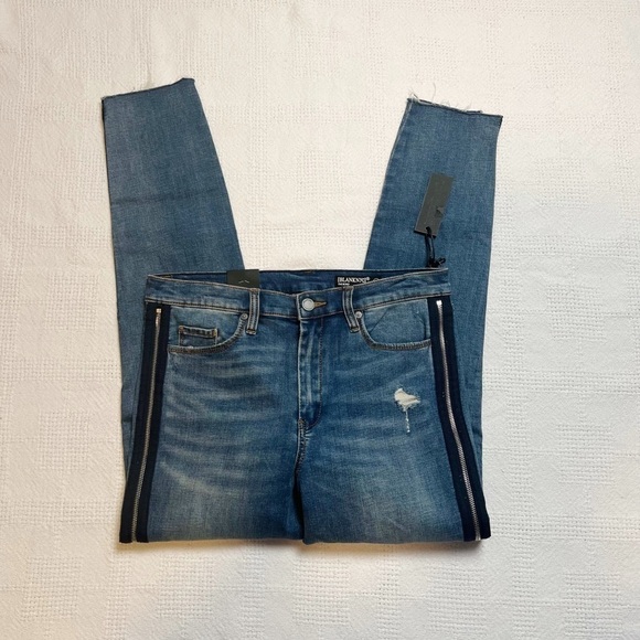 Blank NYC THE BOND Side Zipper Stripe Distressed Skinny Jeans - Picture 5 of 10